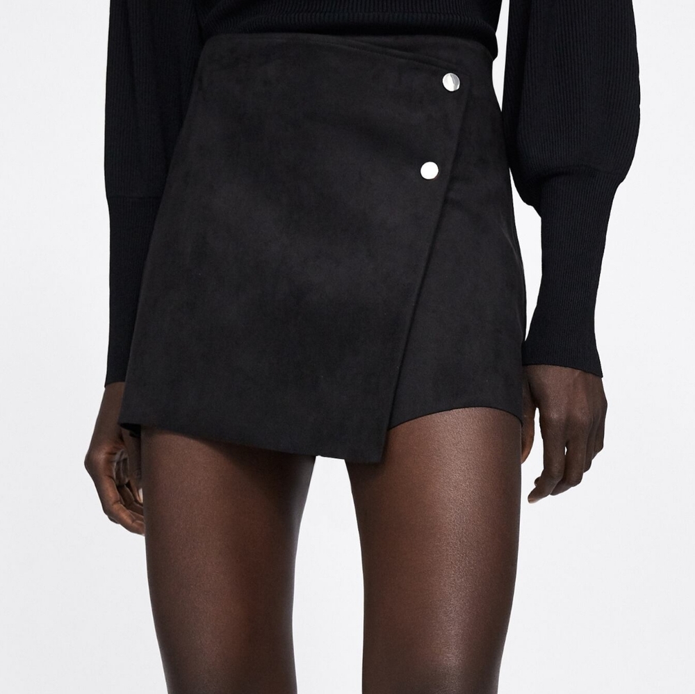 Zara Basic Suede Wrapped Skirt Short